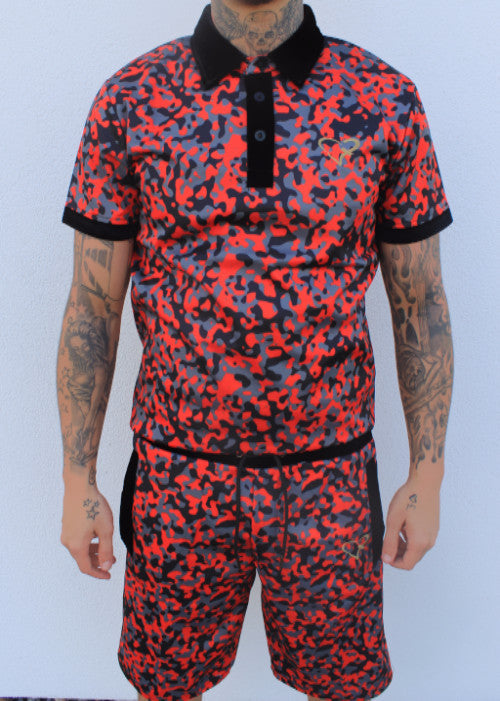 Red Camouflage  Short Set