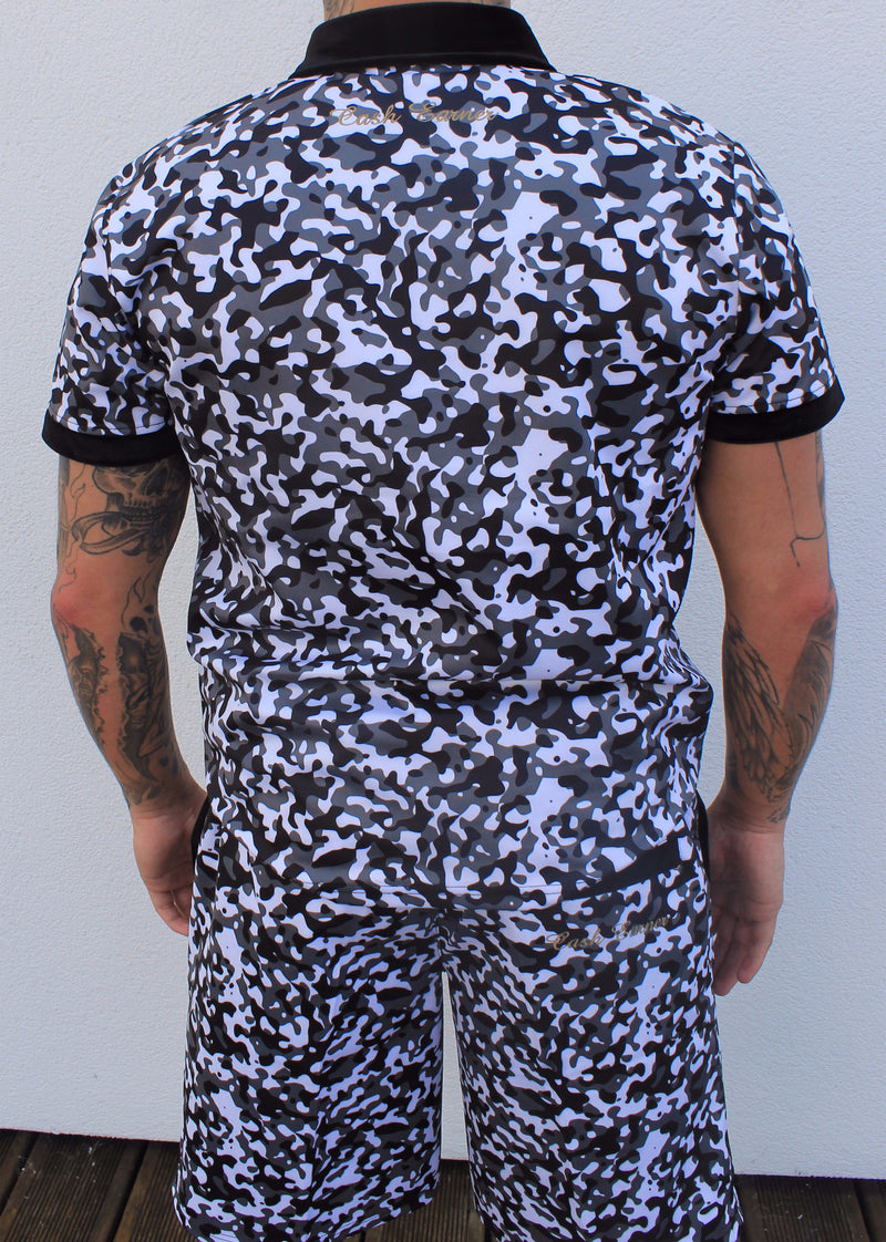 White/Black Camouflage Short Set